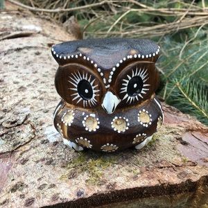 Adorable Hand Carved & Painted Owl